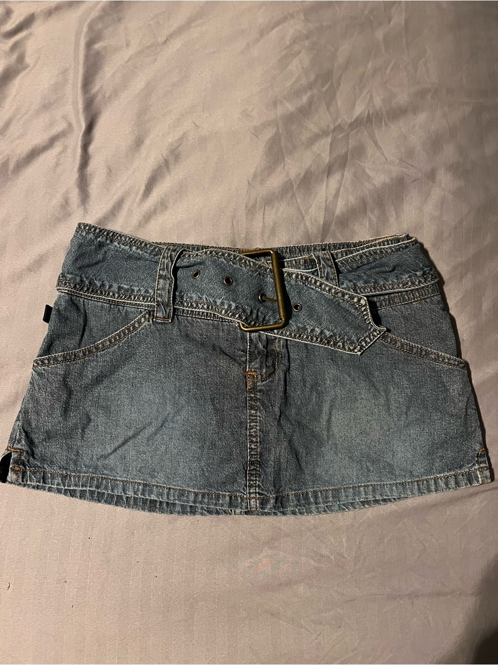 Y2K Tyte Jeans Blue Denim Mini Skort with Attached wide Belt vintage